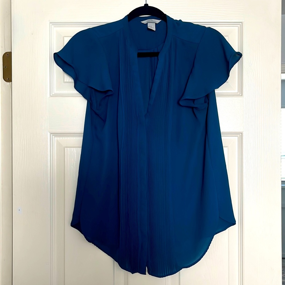 Blue silky dress top